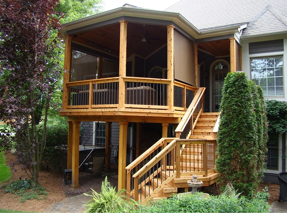 Screened-in porch with a gazebo